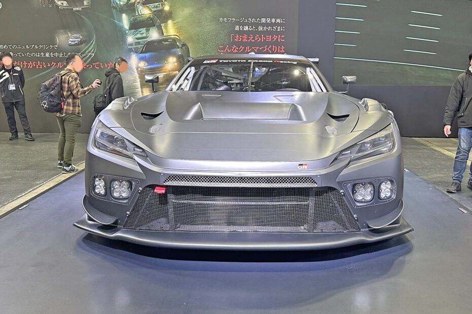 Toyota GR GT3 prototype race car, front view, at Osaka Auto Messe 2026